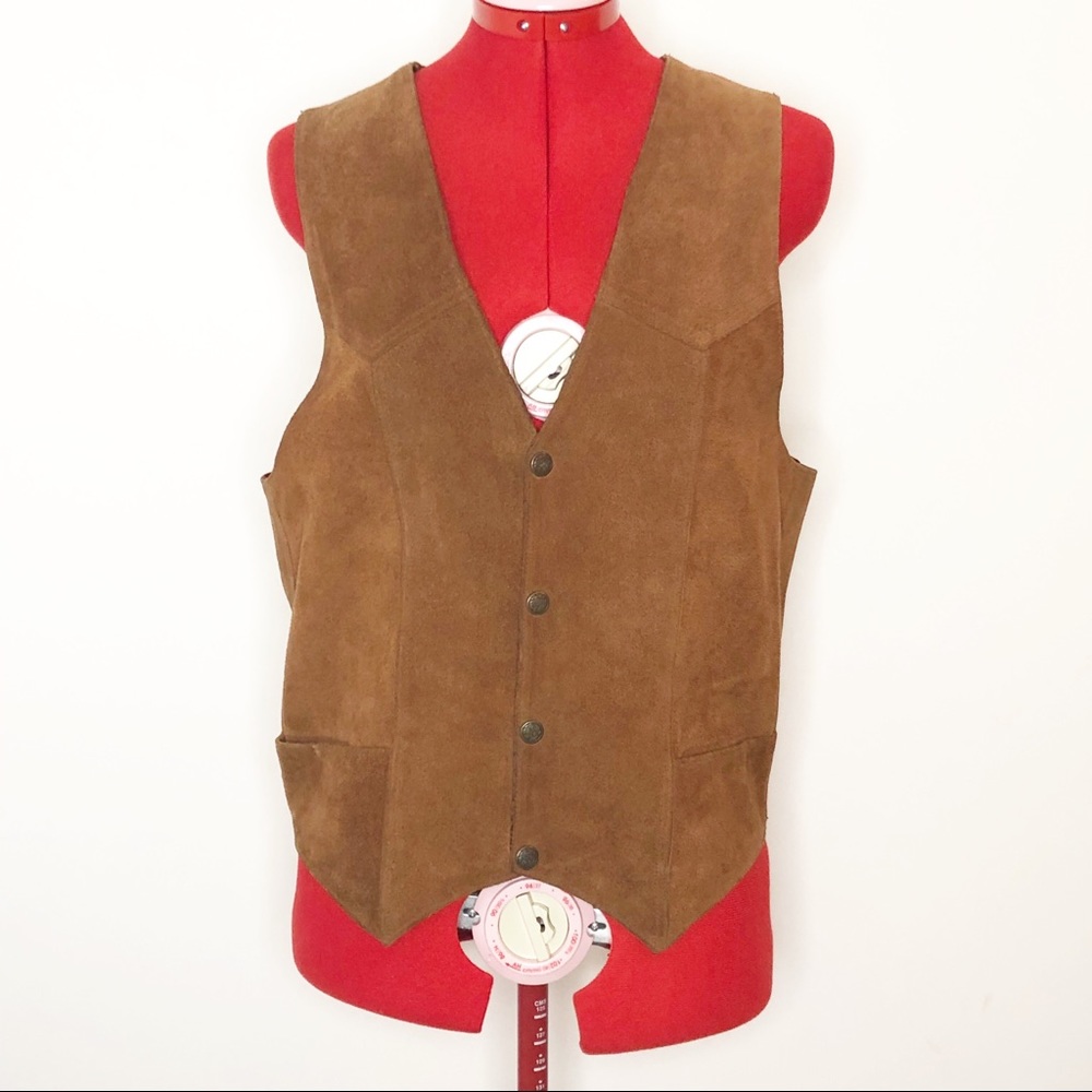 Vintage suede 70s BOHO snap vest EUC unisex